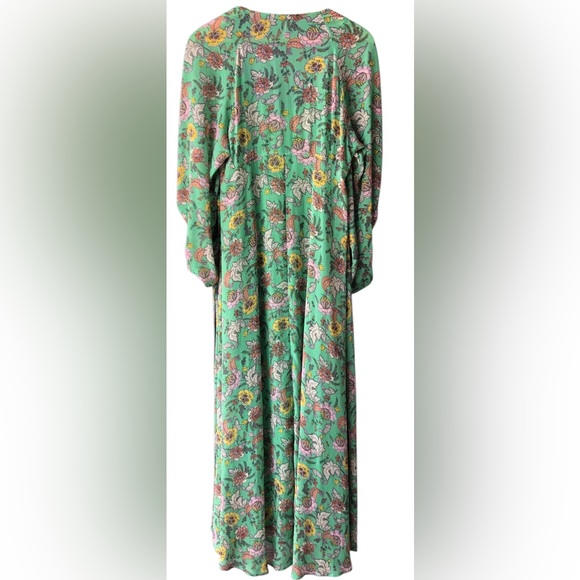 Free People Earth Green Elegant Floral Long Sleeve Dress.Size Medium Maxi Combo - Picture 9 of 15